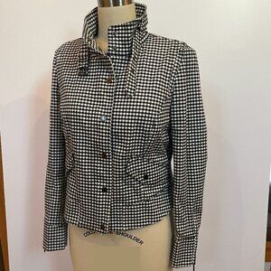 White House Black Market black & white check military/moto style jacket size 12